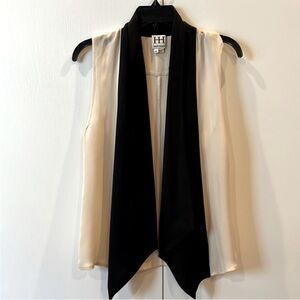 Haute Hippie Silk Sleeveless Black and Cream Vest Blouse